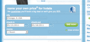 Priceline's "name your own price for hotels" form
