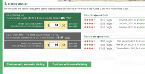 The Bidding Traveler automatic and manual bidding modes