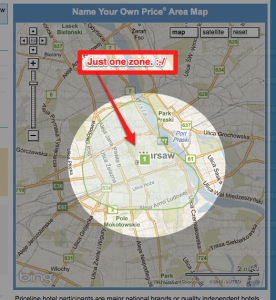 Priceline bidding for Warsaw, Poland only shows one zone.