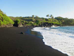 Black sand beach under a clear sky - Waianapanapa State Park, Maui, Hawaii, USA | by Michael Scepaniak