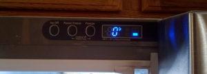 Control/display panel in fridge with ice on/off button
